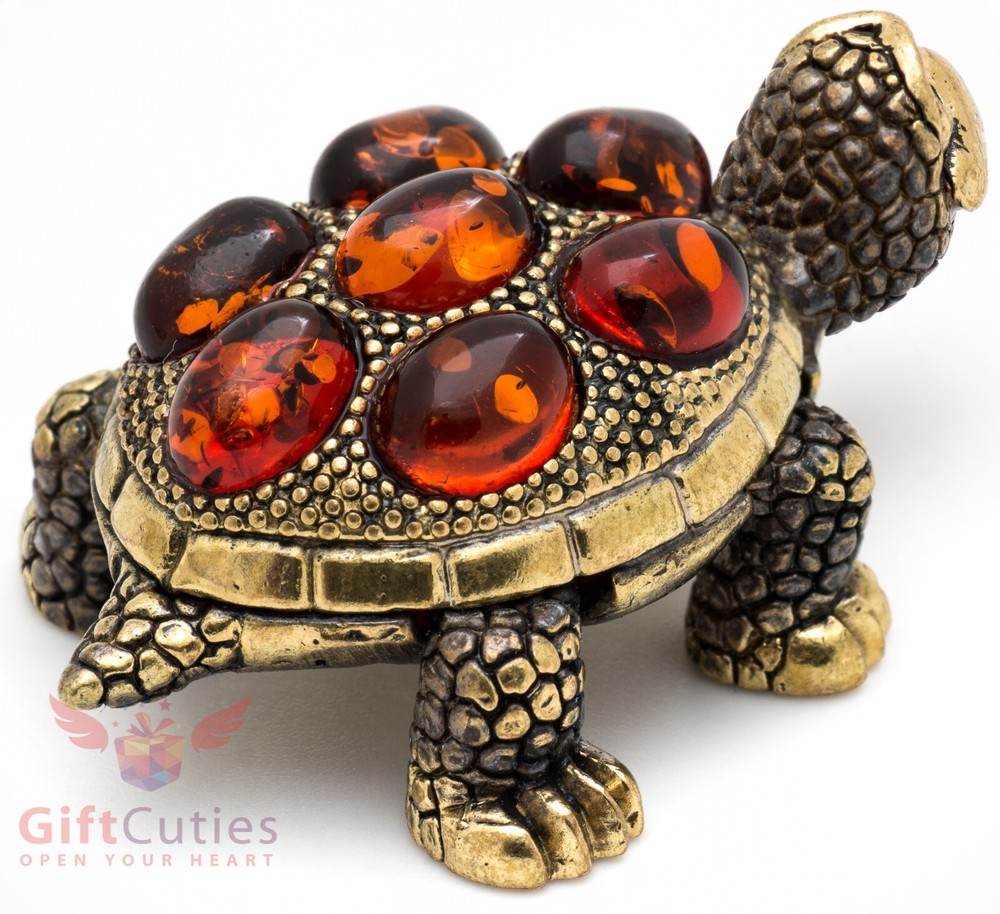 Solid Brass Amber Figurine fastest Tortoise Turtle talisman Totem IronWork