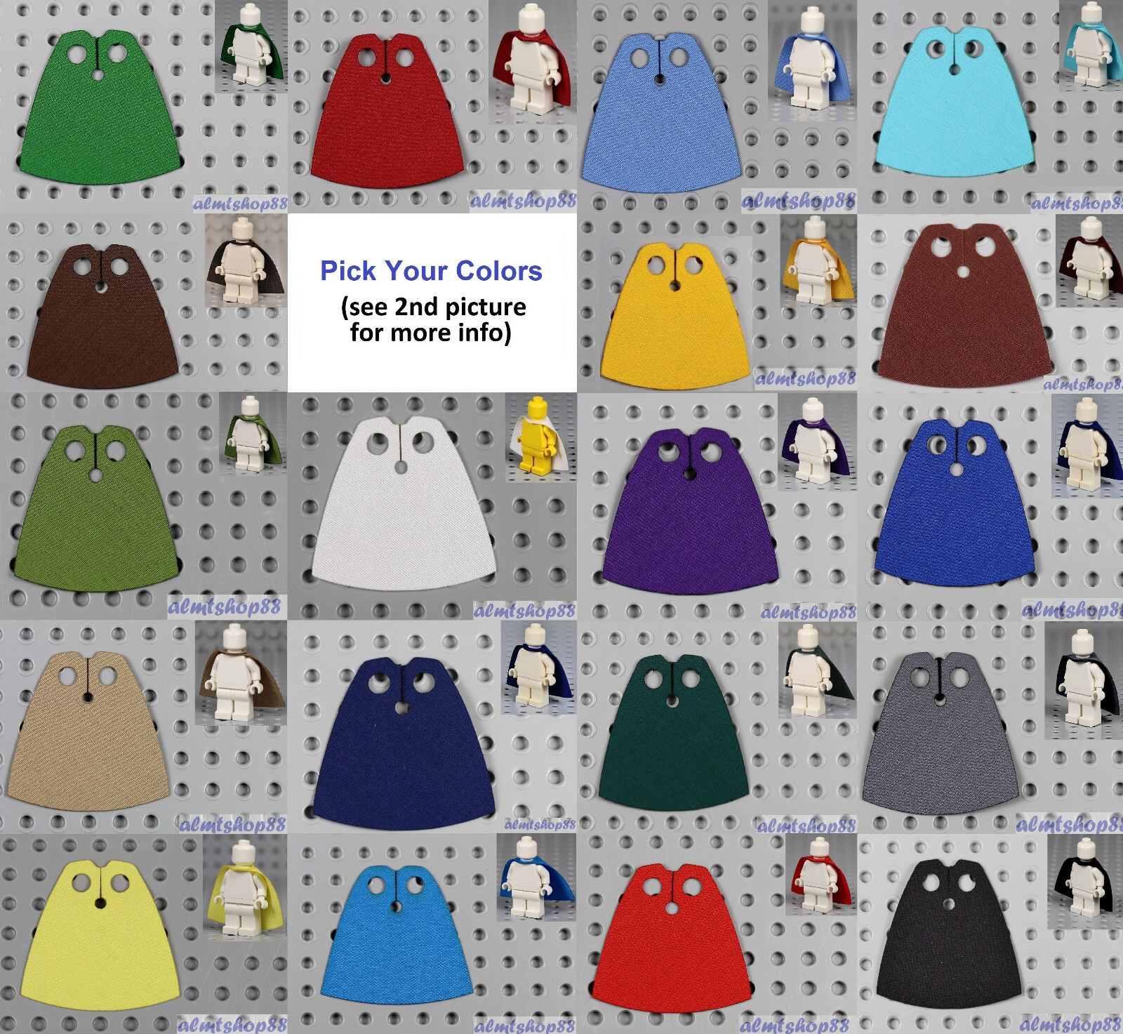 Cloth Cape For LEGO Minifigures - PICK YOUR COLORS - Fabric Robe Cloak Star Wars