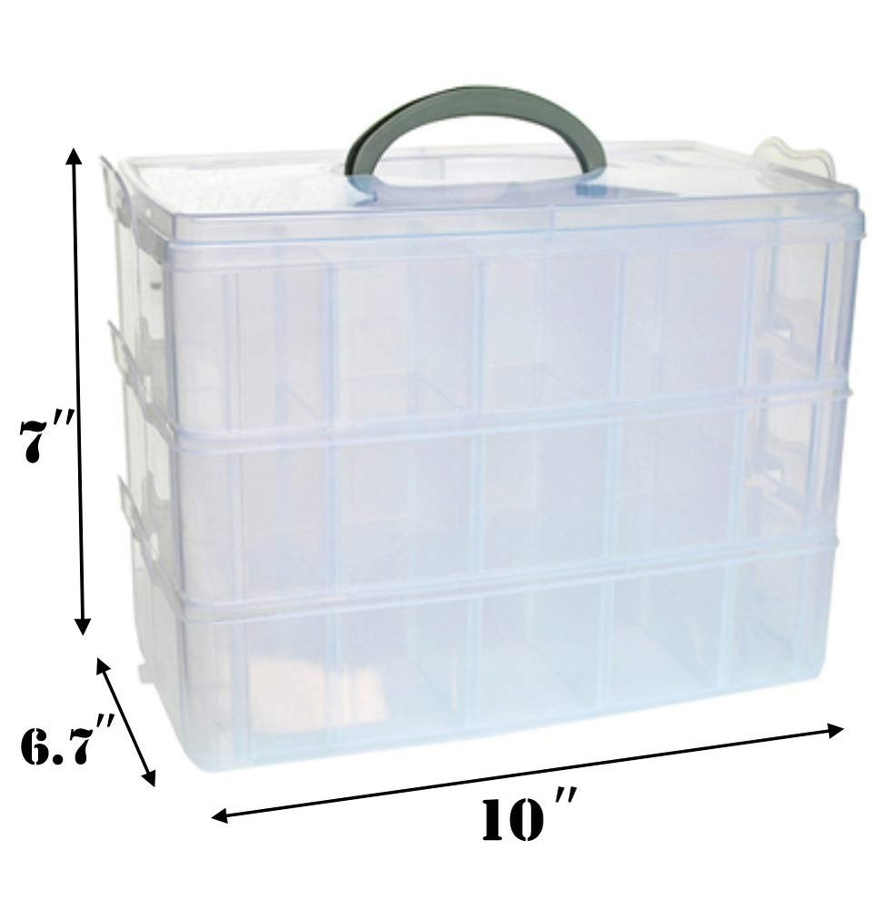 3-Layer Things & Crafts Storage Box with 30 Adjustable Compartments for Organ...