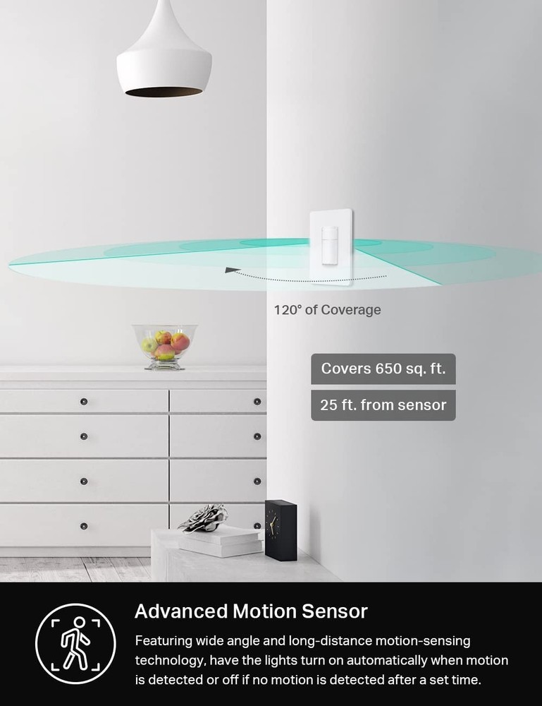 Smart Home Motion Sensor Light Switch, 2-Pack, Compatible with Alexa & Google