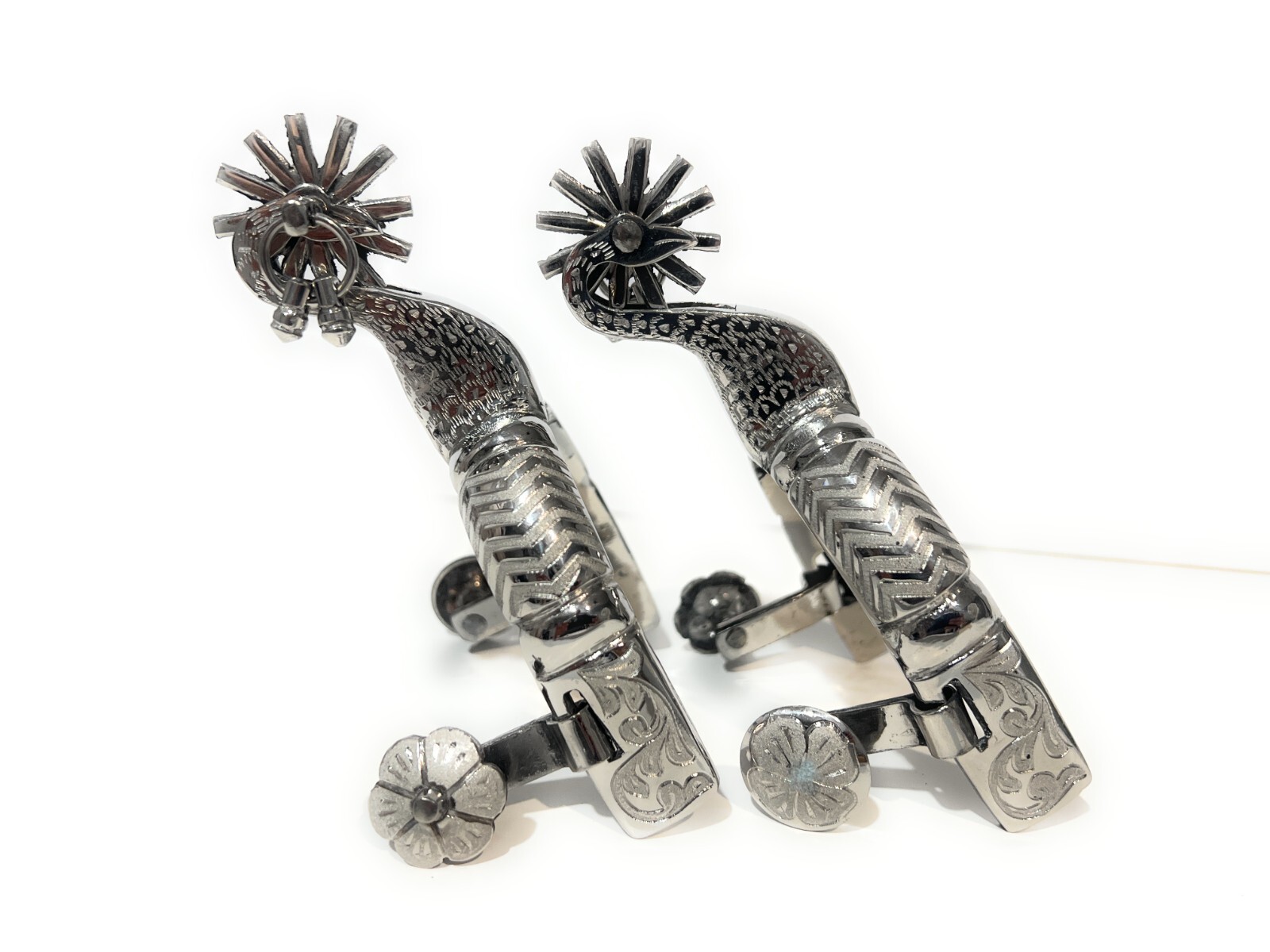 MEXICAN CHARRO SPURS. ESPUELAS CHARRAS CISNE CHARRO SADDLE HORSE GEAR