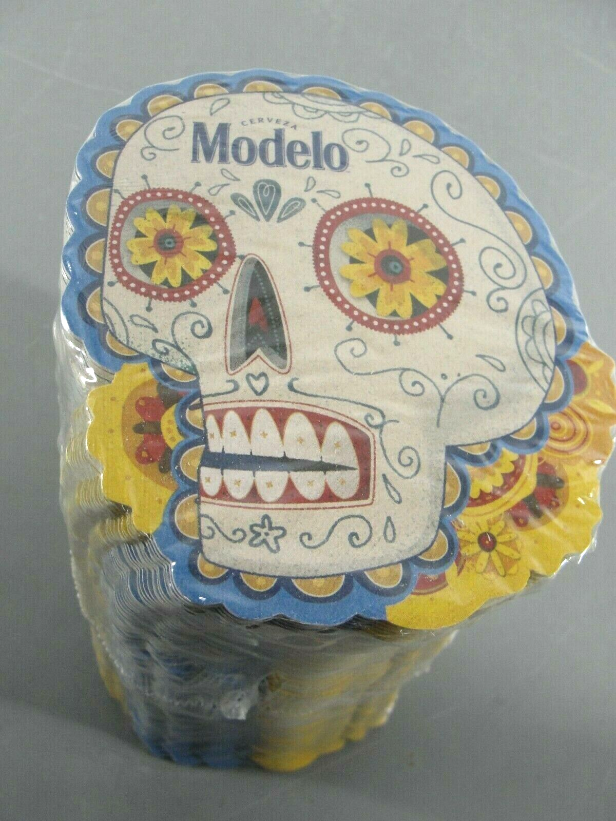 LOT 100 MODELO BEER COASTER SUGAR SKULL DIA DE LOS MUERTOS DAY OF THE DEAD NEW