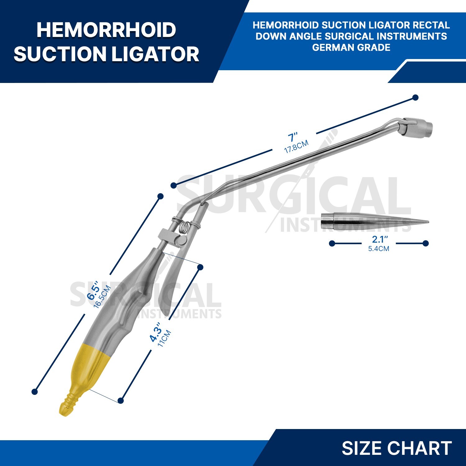 Hemorrhoid Suction Ligator Down Angle With 100 Latex Bands Surgical Instruments