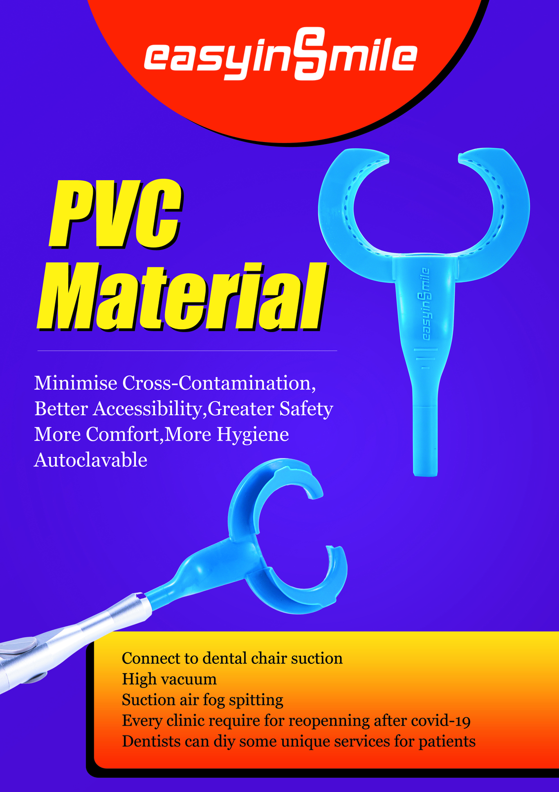 Dental Ortho Cheek Retractor Lip Mouth Opener Saliva Suction HVE Autoclave