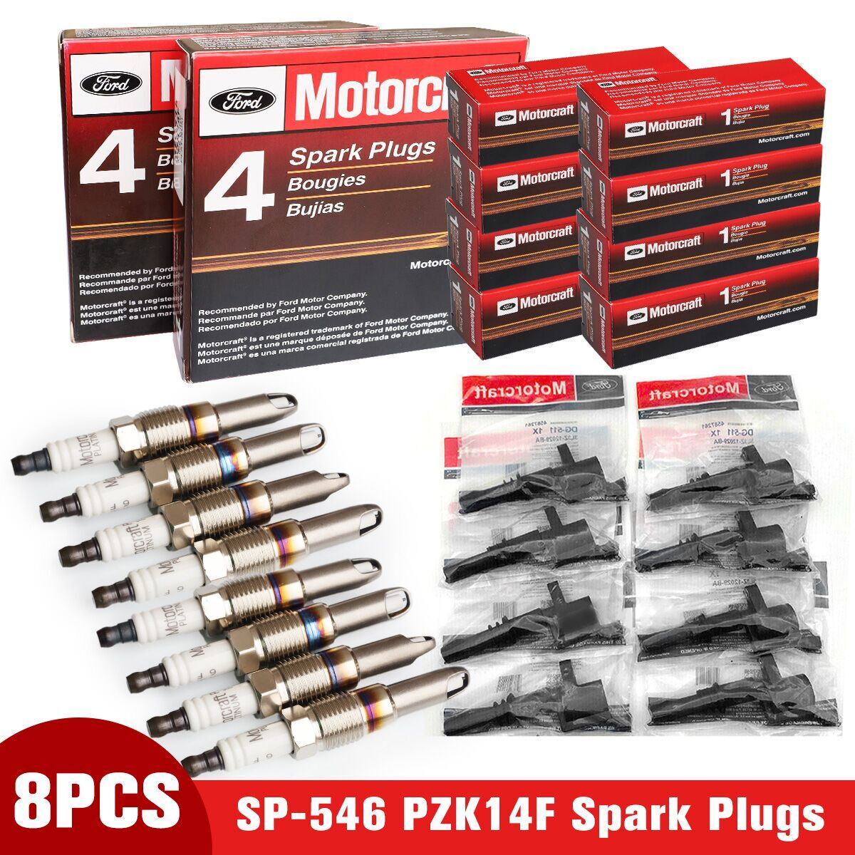 8 pack OEM Genuine DG511 Ignition Coil & Spark Plug SP546 For F150 Ford Lincoln