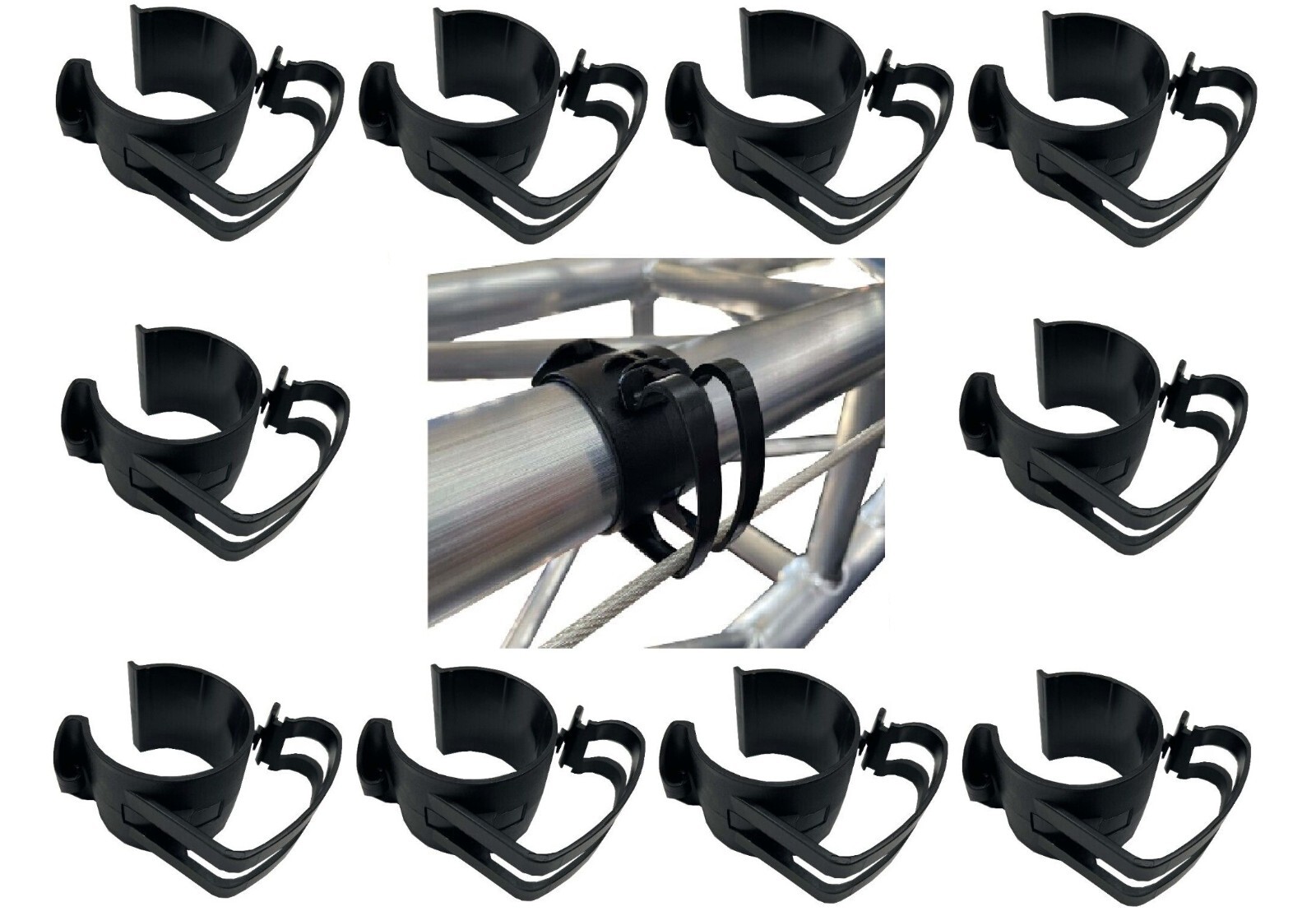 10pcs SET - Black SNAP Clamp - Cable Management Clamp for 48 mm to 51 mm (2")