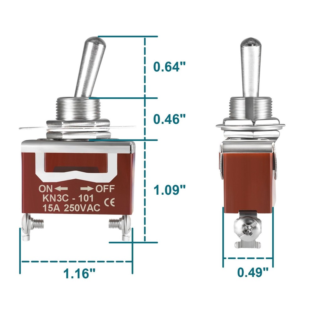 Toggle Switch 12v DC 30A, 2Pack 2Pin SPST ON Off Switch with Waterproof Boot ...