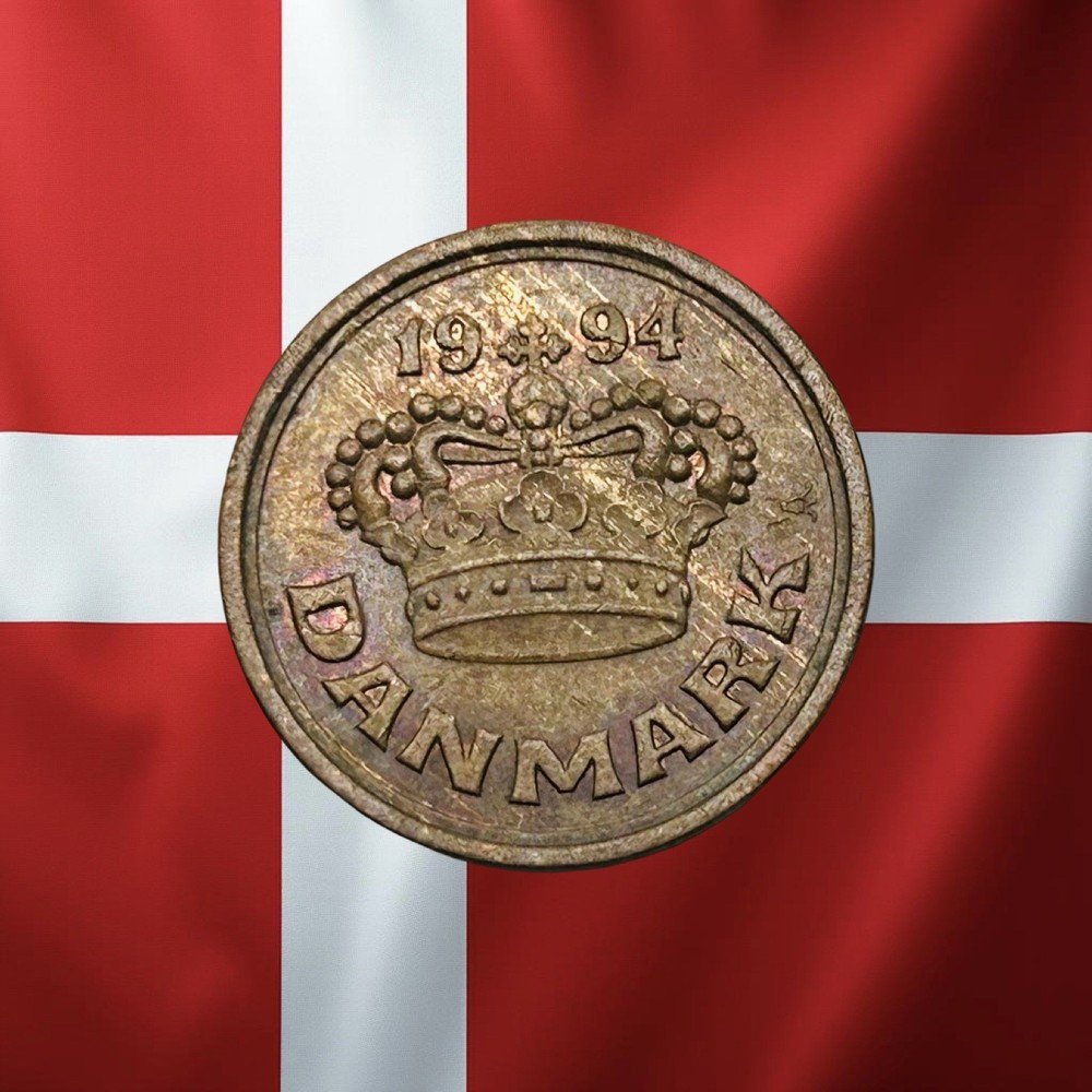 1994 Denmark 50 Ore - Nice Toning - Combined Ship