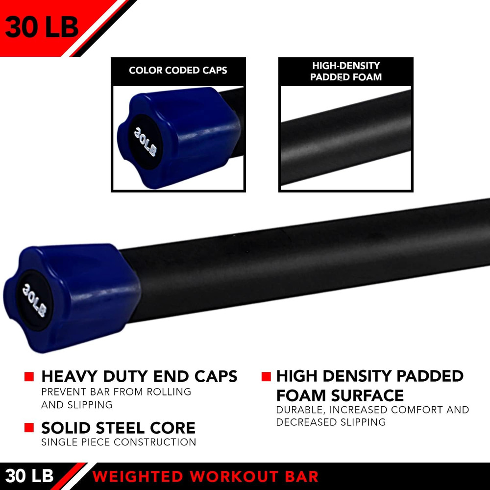Weighted Workout Bar with Rubber Padding