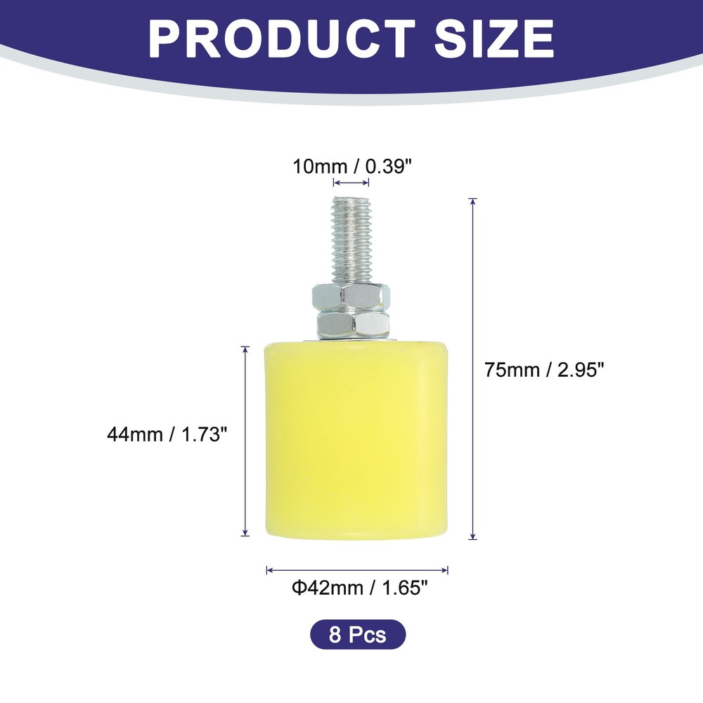 8Pcs Slide Gate Guide Roller, 1.7" Nylon Rollers Gate Support Assembly, Yellow