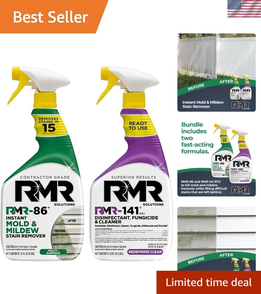 RMR Brands DIY Mold & Stain Remover Bundle, Complete Mold Killer & Mildew Pre...