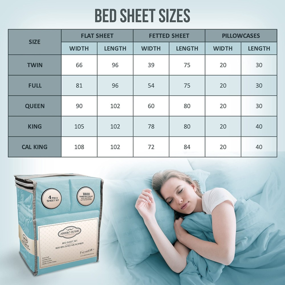 Luxury Cooling Full Size Bed Sheet Set - Soft Microfiber, Light Blue