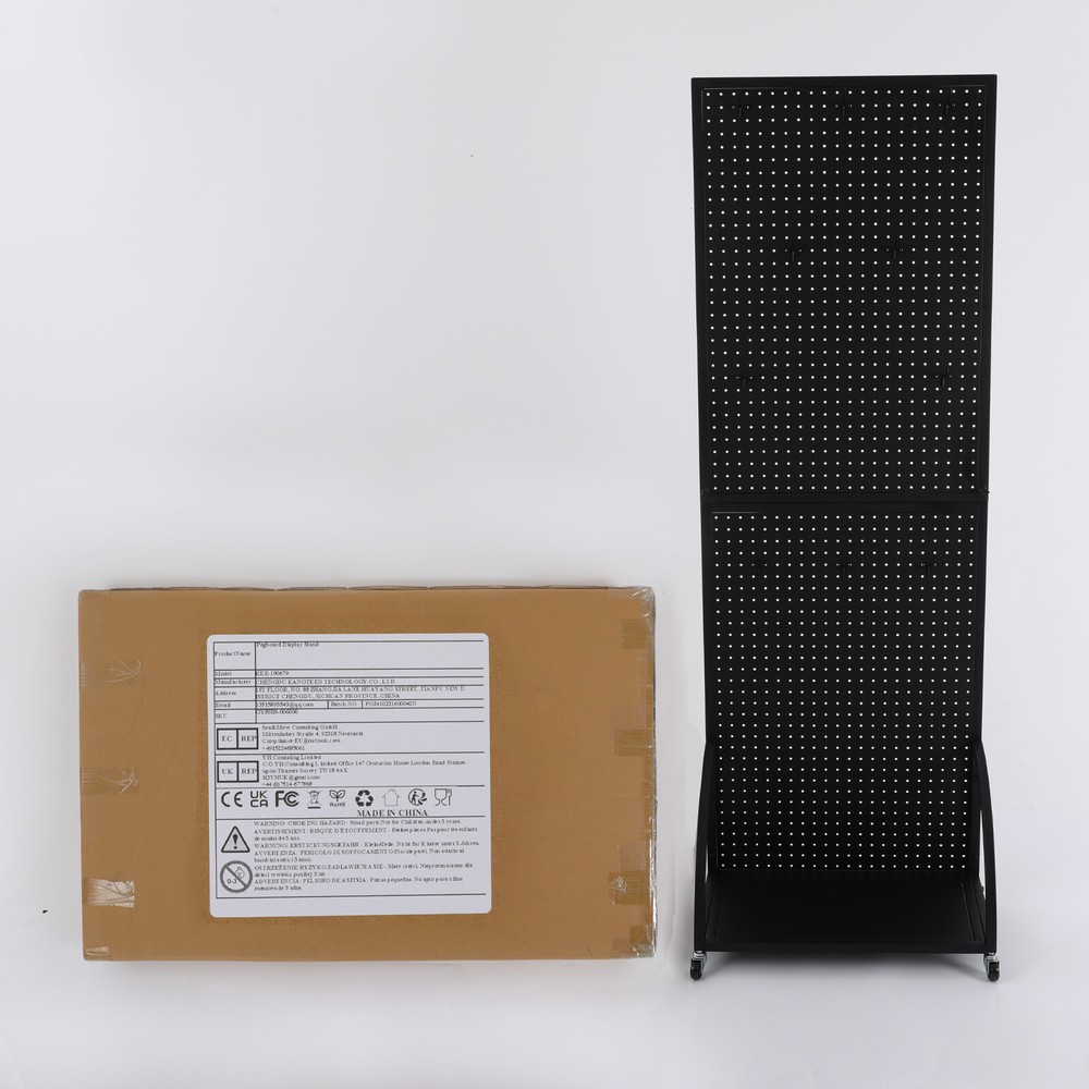 Pegboard Display Stand - Mobile Merchandise Rack with Casters for Retail Use