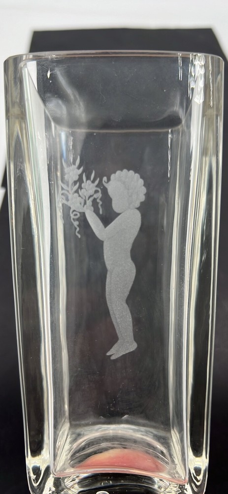 Etched Glass Pedestal Vase