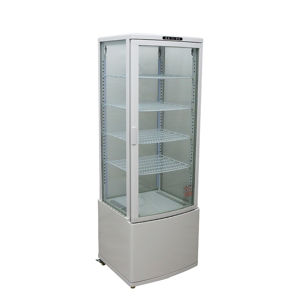 110V 5 Layers Refrigerated Cake Display Vertical LED Lighting Lockable Wheels