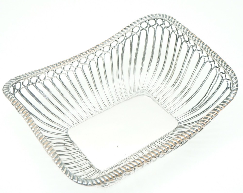 Vintage Silver Plated Fruit Bowl Basket Kitchen Table Decor