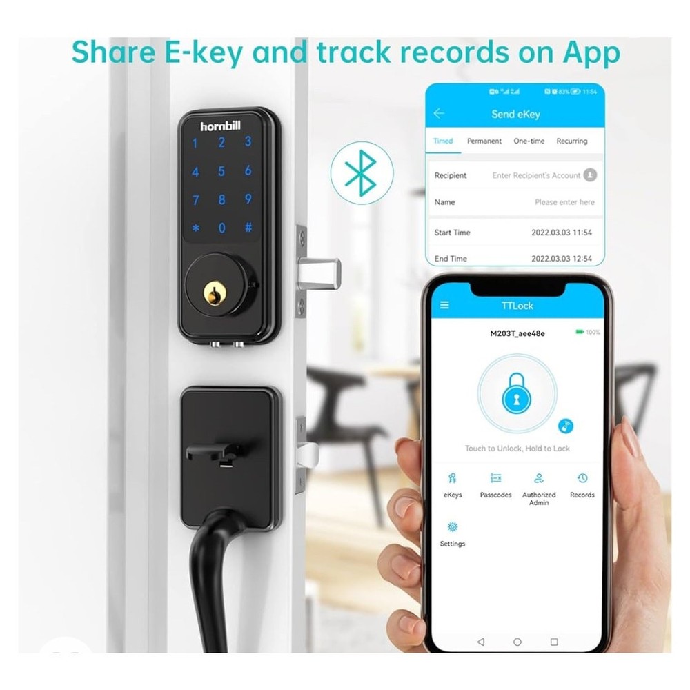 Smart Lock Keyless Entry Deadbolt Door Lock, Digital Bluetooth Lock w/Keypad&APP
