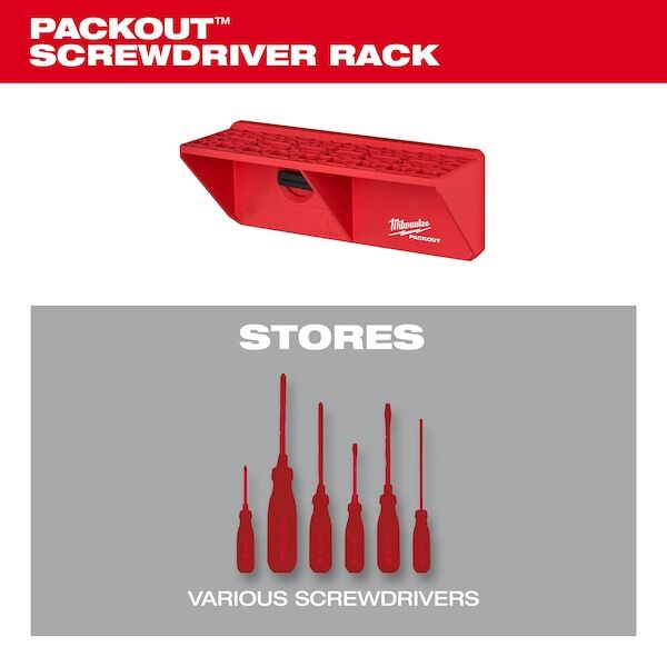 Milwaukee Tool 48-22-8341 Screwdriver Rack For Packout Wall-Mounted Storage