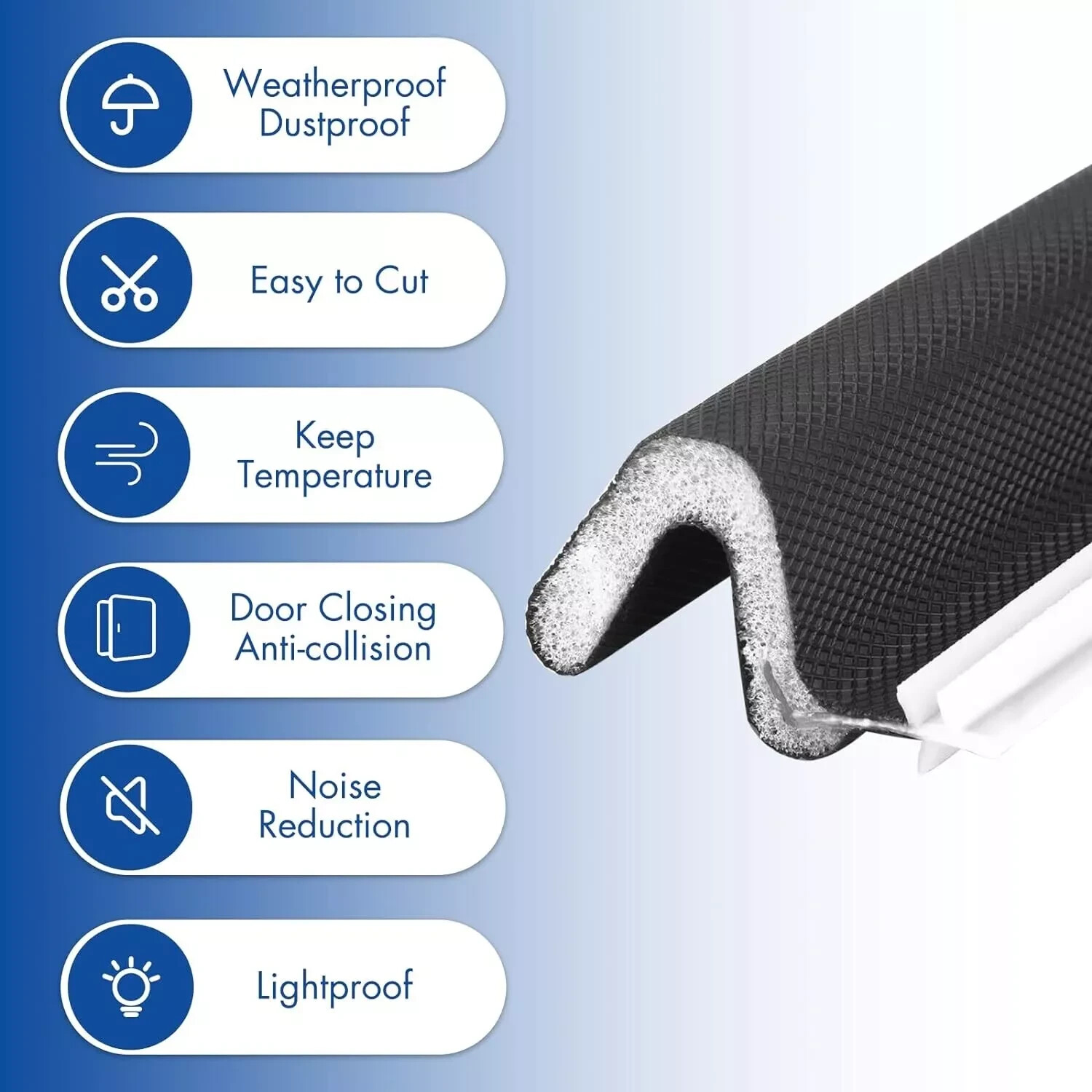 Weather Stripping Door Seal V Shaped Q Foam Kerf Weather Strip Soundproof 24FT W