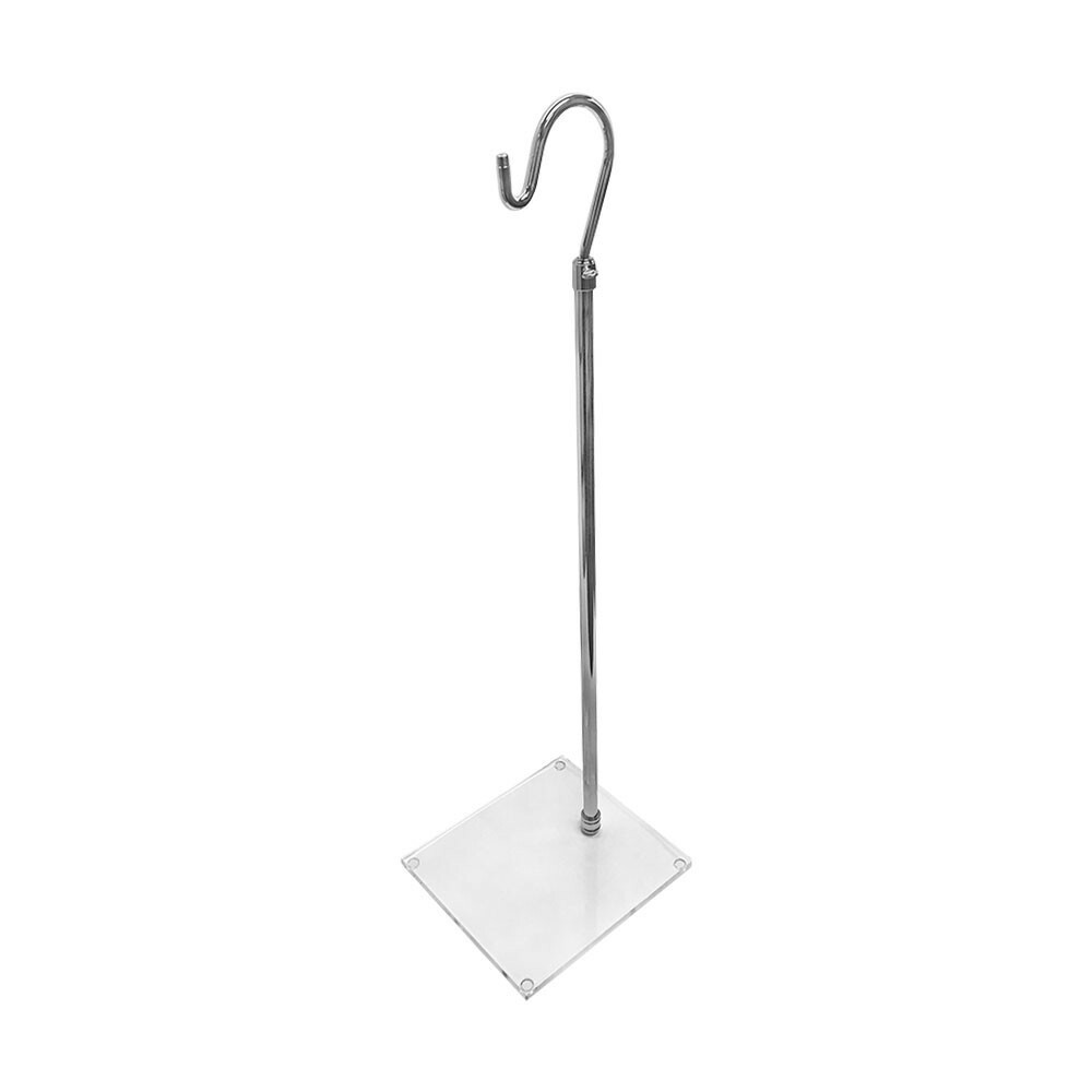 Chrome 42" Adjustable Height Handbag Hook Stand Lucite Clear Acrylic Base