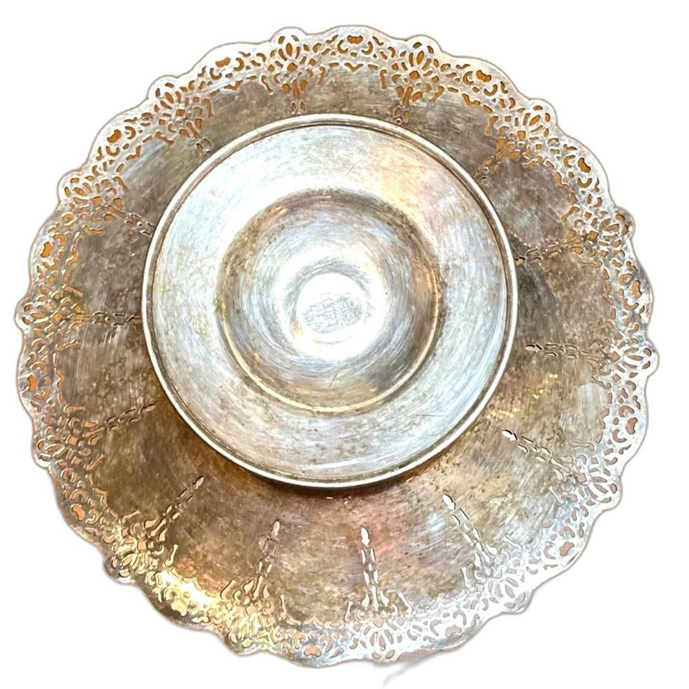 Vintage 30s 40s Benedict Silver Plated Compote Footed Serving Dish Arras 10"