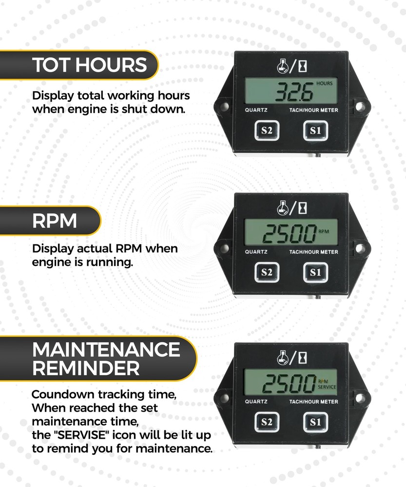 Tachometer,Small Engine Tachometer,Car Accessories Tachometers for Small Engi...