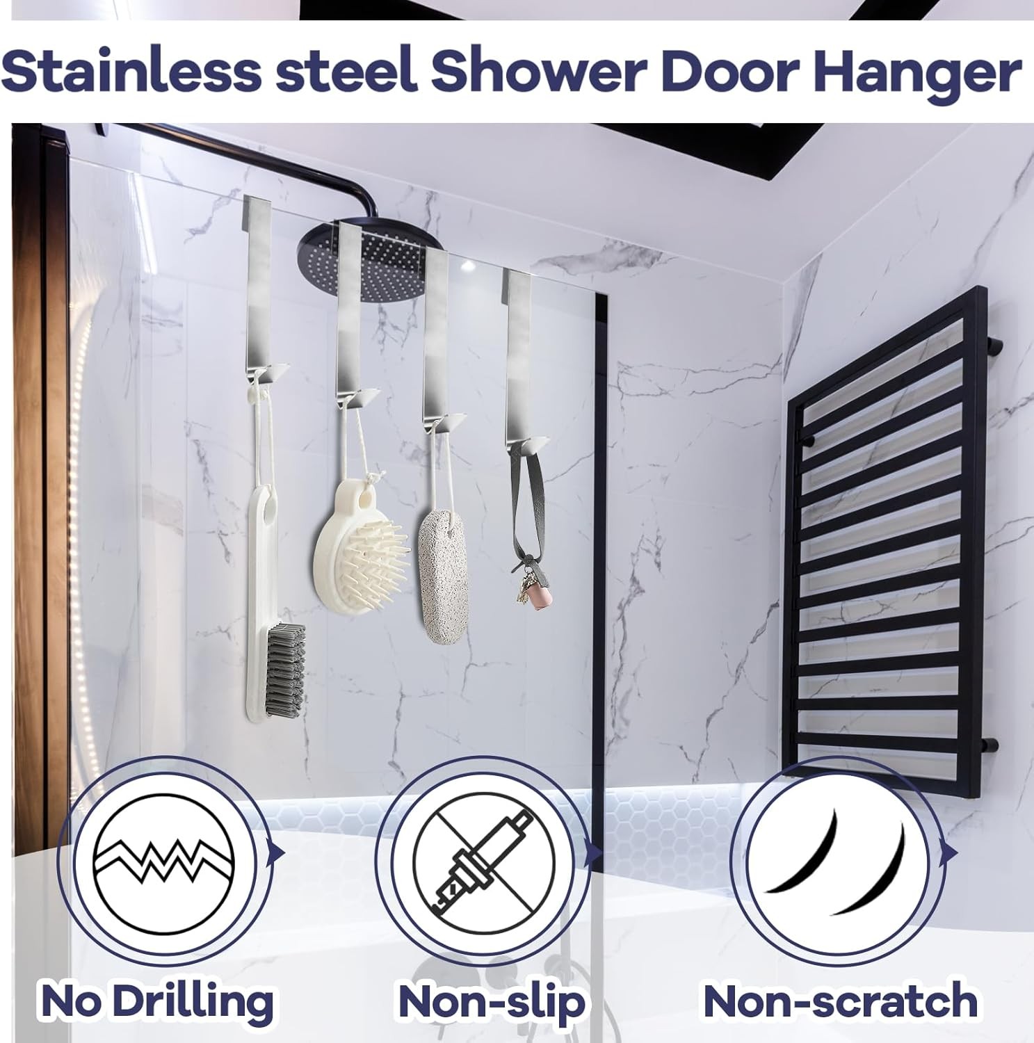 Zorfeter 7 Inch Extended Over Shower Door Hook, Stainless Steel Heavy Duty Showe