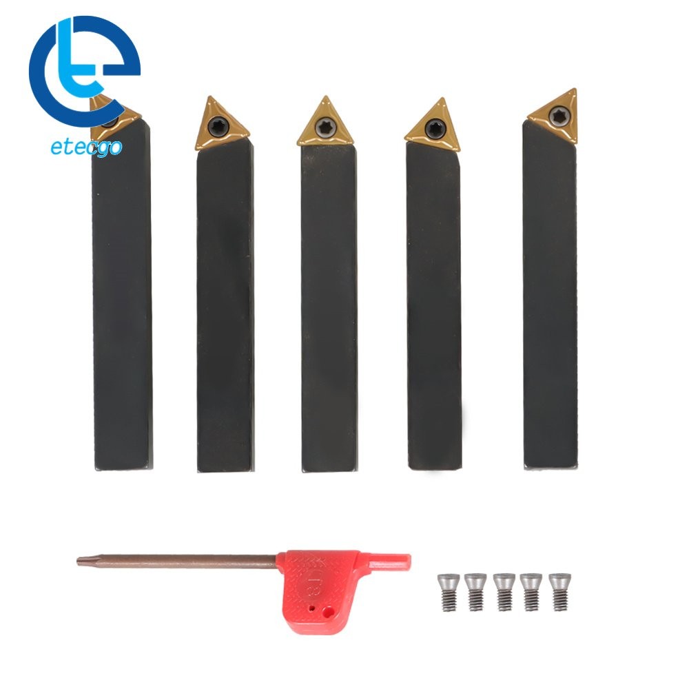 Carbide Indexable Turning Tool Bit With Carbide Inserts 5 PACK 3/8"