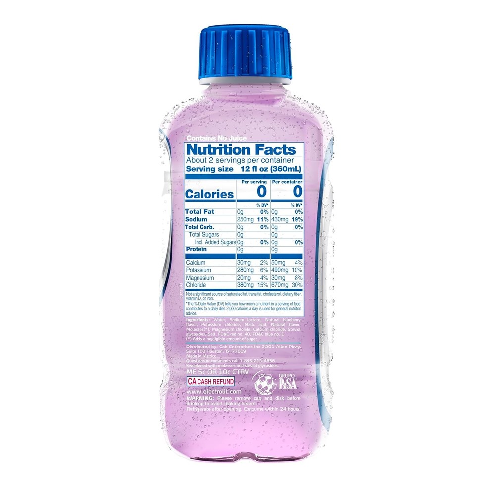 Electrolit Electrolyte Hydration & Recovery Drink, 21oz, ZERO Berry Blast,...