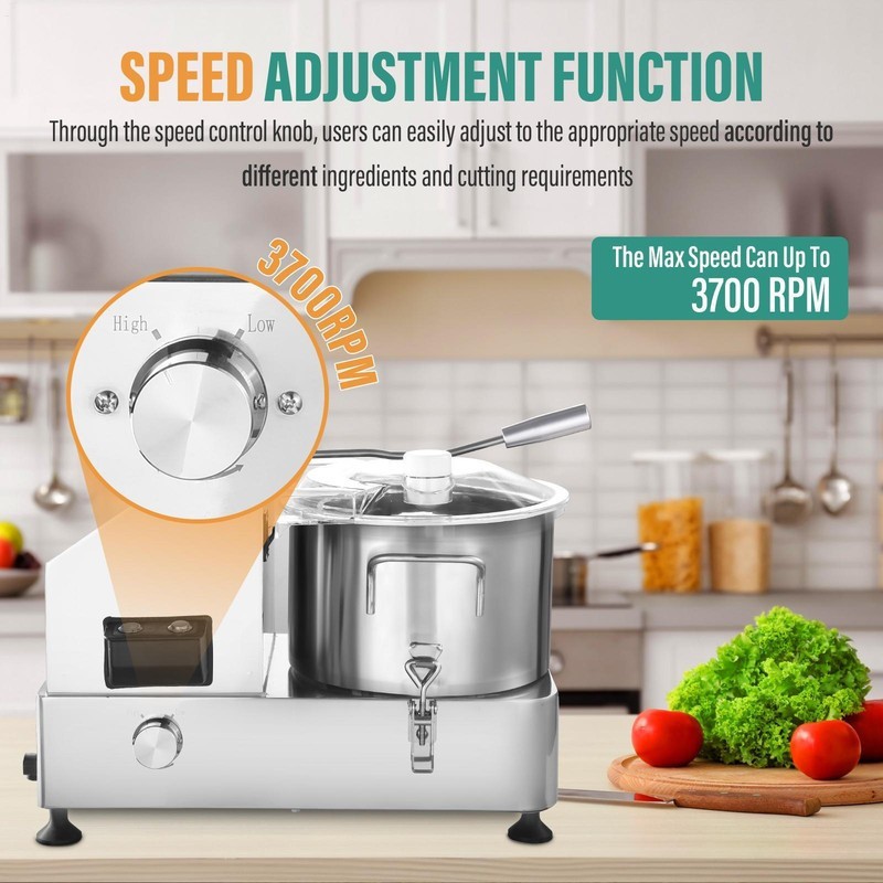 6L Commercial Food Processor Electric Vegetable Fruit Meat Cutter Food Chopper
