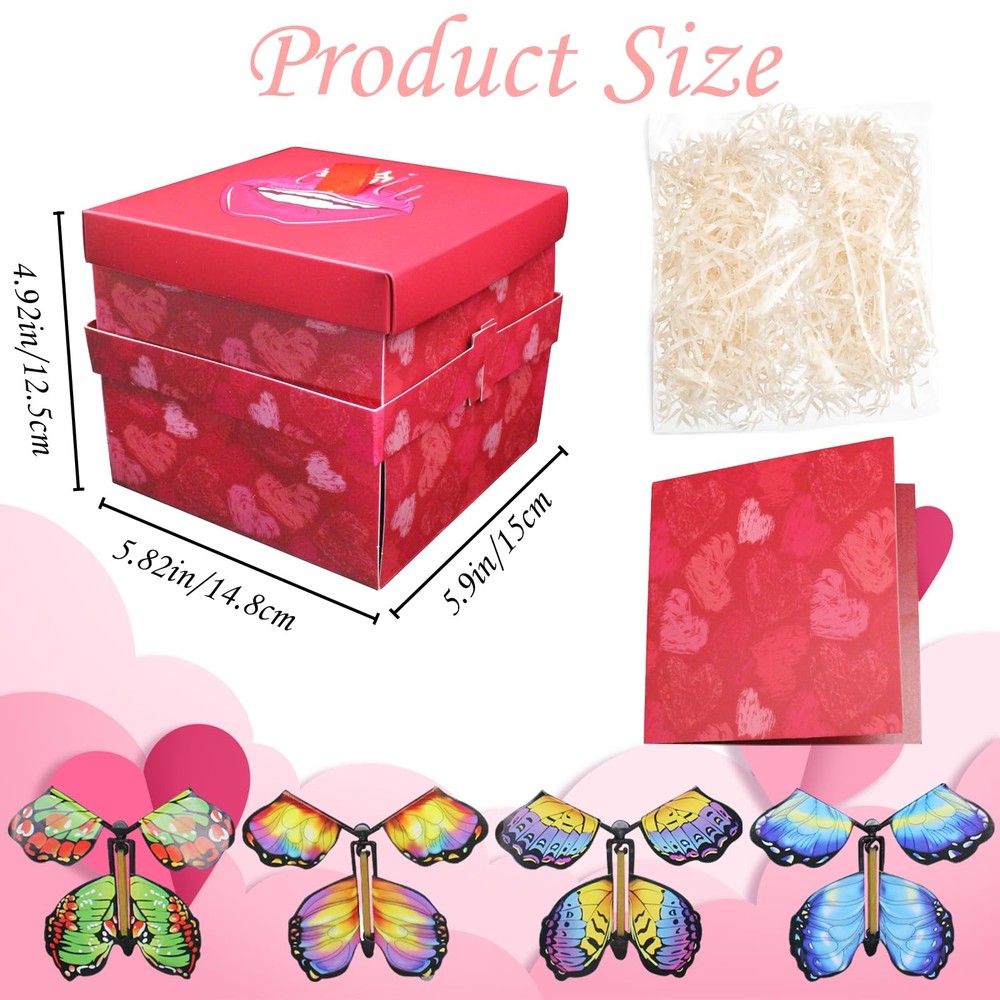 Timisea Butterfly Explosion Gift Box,Two-Layer Flying Butterfly Surprise Box ...