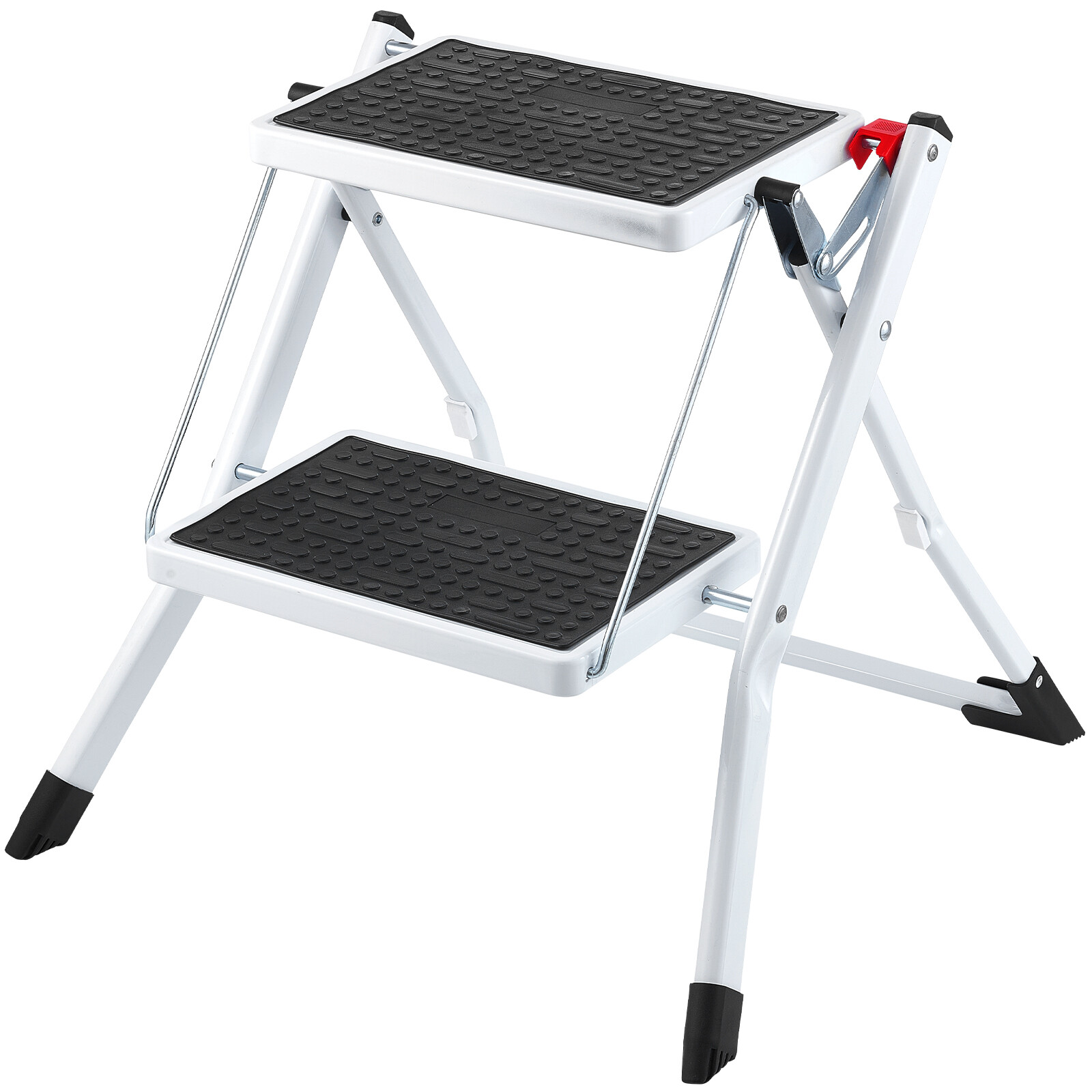 VEVOR Step Stool Ladder 2-Step Foldable 3 Adjustable Height Max Load 330lbs