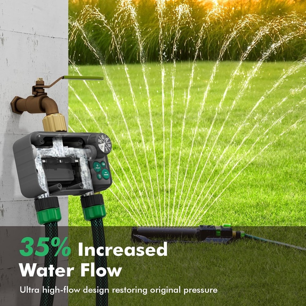 Remote Control Brass Sprinkler Timer 2 Zone - Max 11h59m Watering Precision