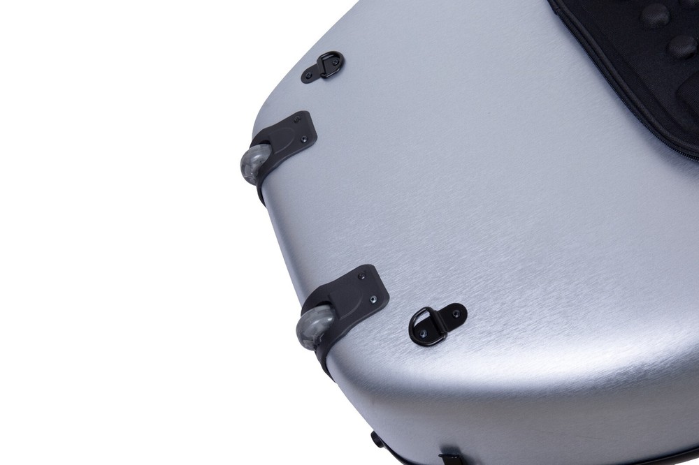 Crossrock Poly Carbon Composite Case fits for 4/4 Size Cello with Wheels-Silver
