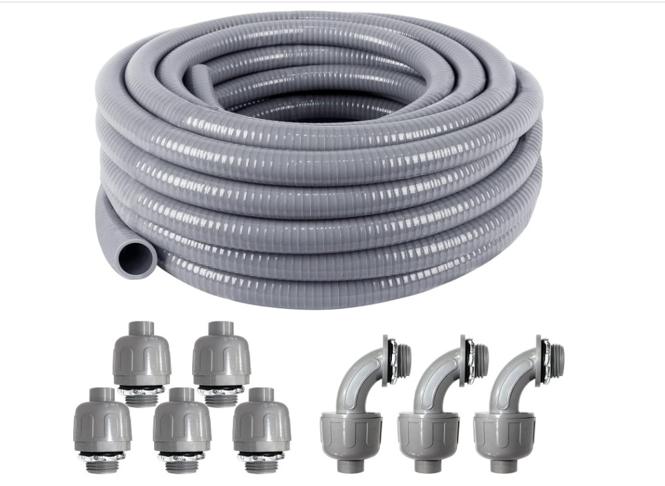3/4" Dia Liquid Tight Conduit 50 FT,Flexible Non-Metallic PVC Conduit 3/4 Waterp