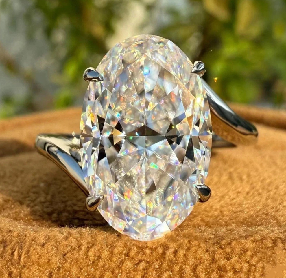 RARE 7.40 Ct Certified Oval Shape White Diamond Solitaire Ring- FREE Studs