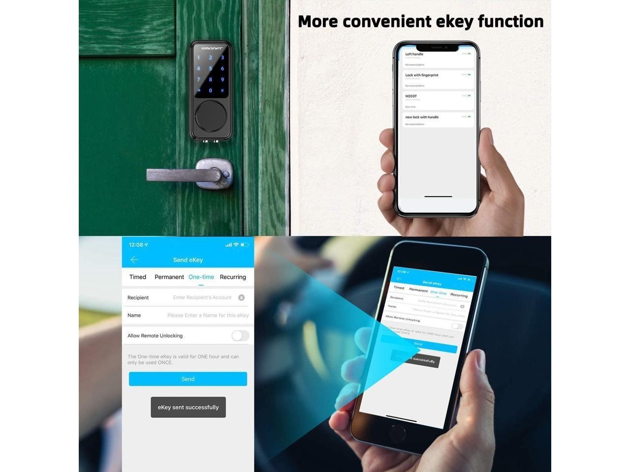 SMONET Smart Front Door Lock Set with Handle Keyless Entry Digital Touchscreen