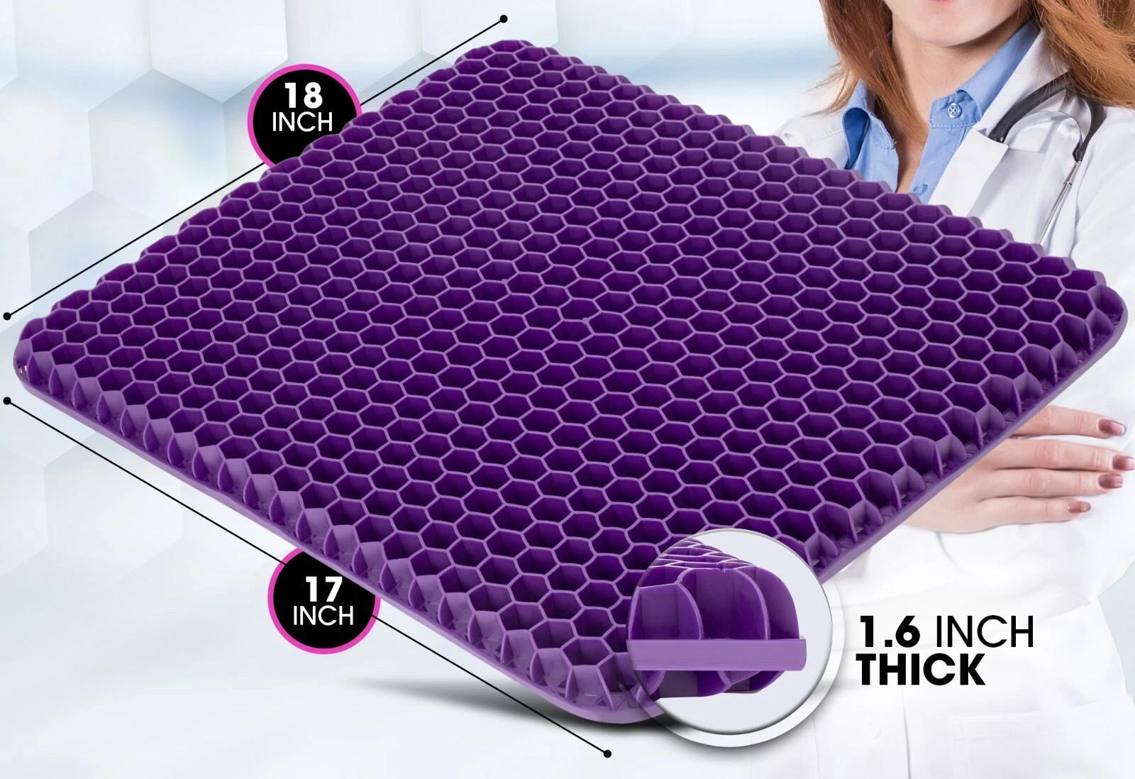 Gel Seat Cushion for Office Chair, Wheelchair, Car Seat and Gaming Chair X-Large