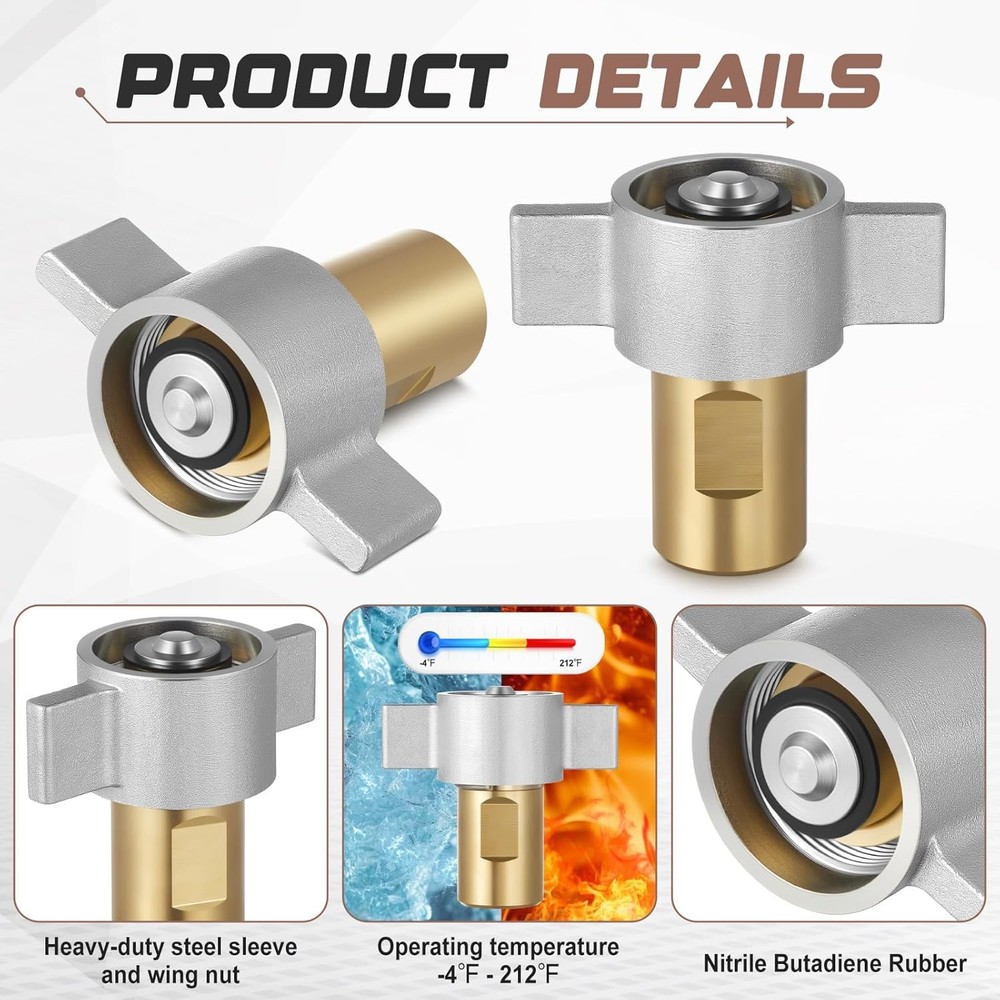 NEW 1" NPT Wet-Line Wing Nut Hydraulic Quick Disconnect Coupler / Coupling Set