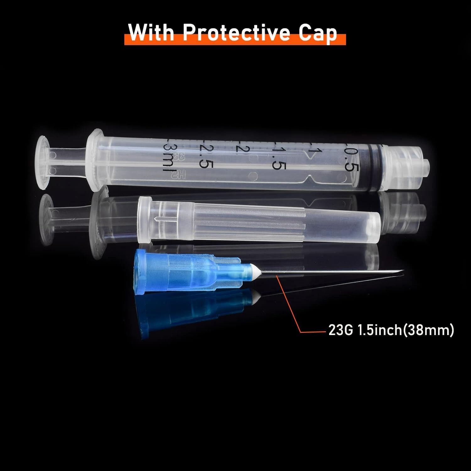 10 Pack 3ml/cc Disposable Luer Lock Lab Syringes with 23Ga 1.5 Inch Needle , Ind