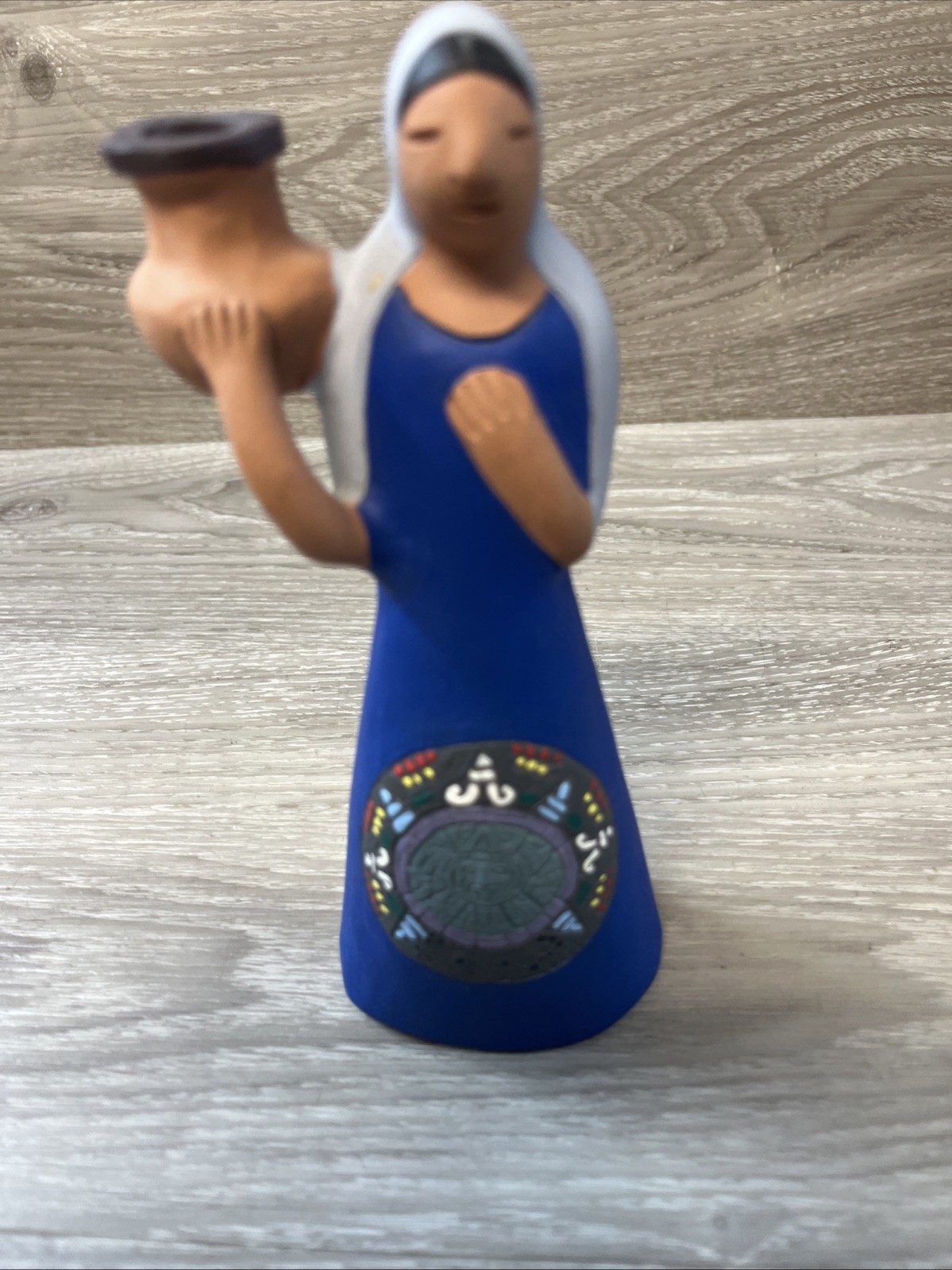 Myan/Mexican terracotta clay sculpture 7” Tall Women