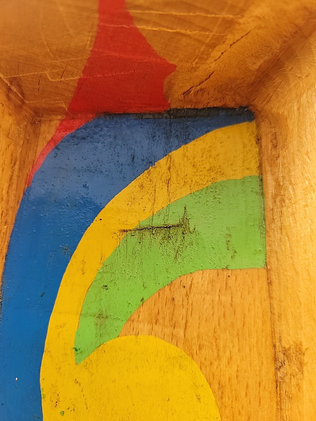 Vtg Folk Art Wooden Tole Grain Flour Scoop Painted Primitive Farm Core READ