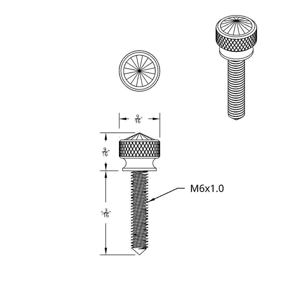 Kenworth Long Dash Screw w/ Clear Diamond (12 Pack)