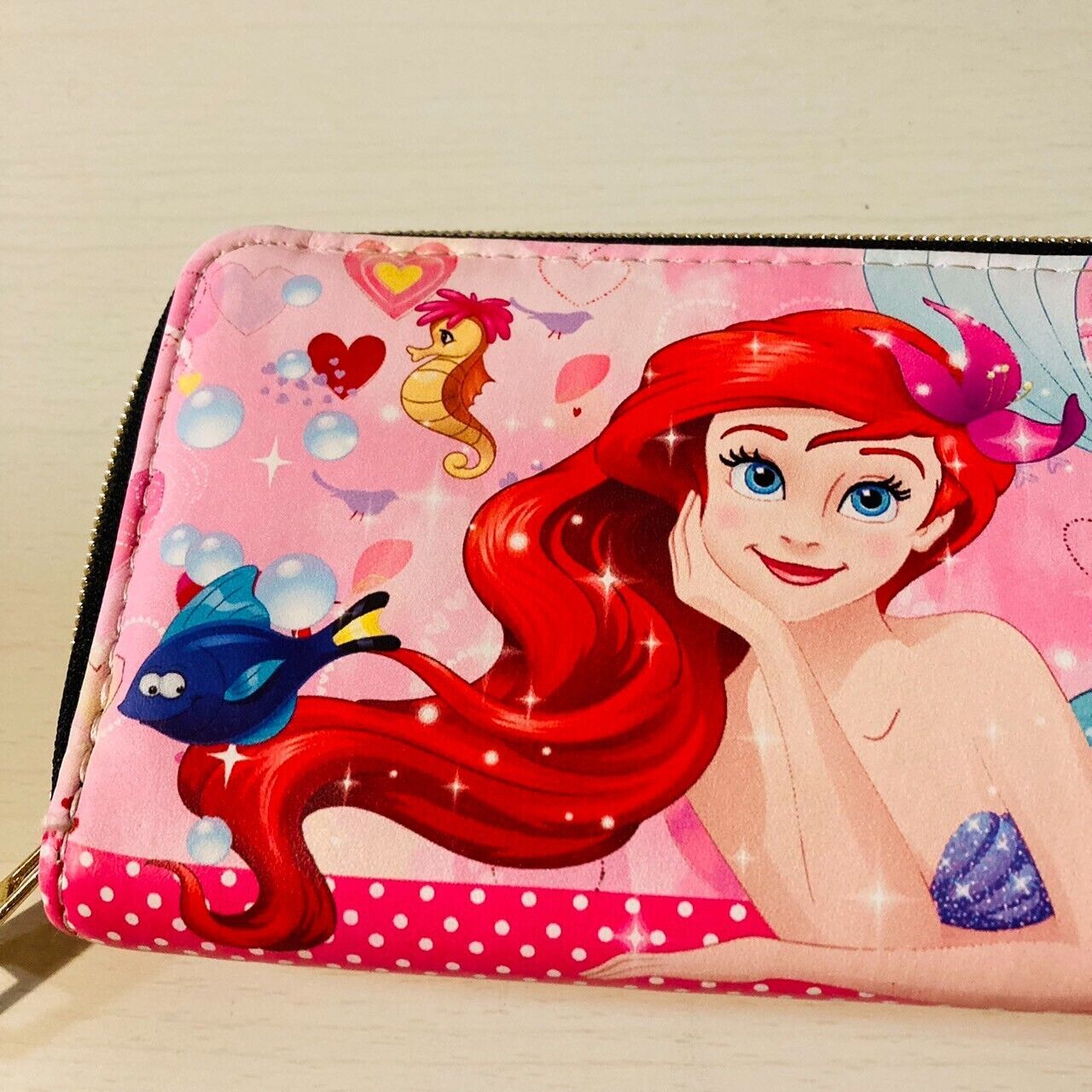 Disney Little Mermaid Purse Long Wallet Ariel Coin Case Princess Pink Prize Rare