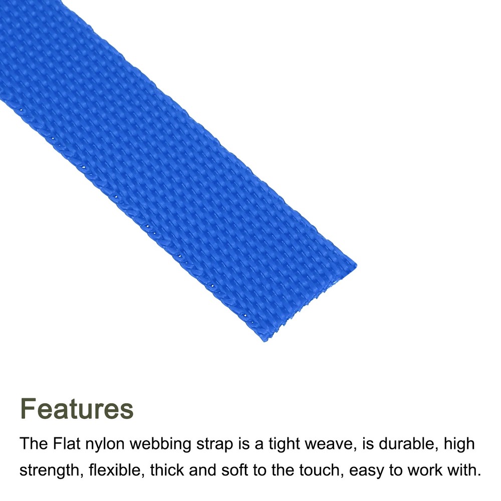Flat Nylon Webbing Strap 3/8 Inch 10 Yards Blue for Backpack