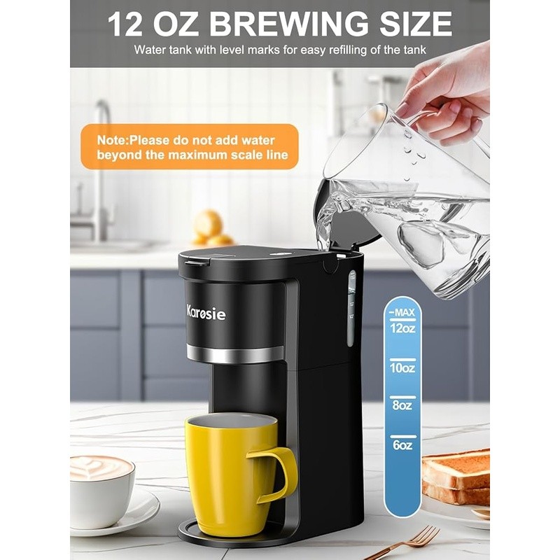 Single Serve Coffee Maker K-Cup Ground Coffee Fast Brew Compact Auto Shut-Off US
