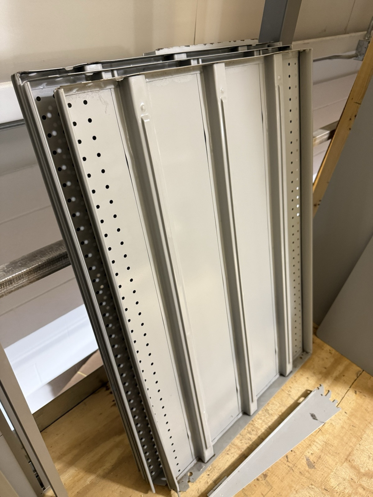 HUGE lot of pallets of Used Lozier Shelving shelves, components, glass cases