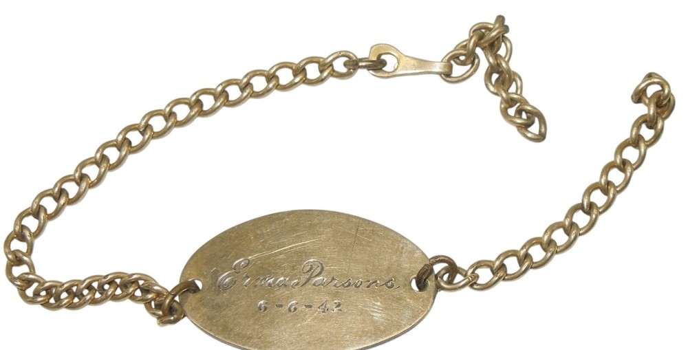 WWII US Military Gold on Sterling WOMEN'S 1942 ID Bracelet CA1