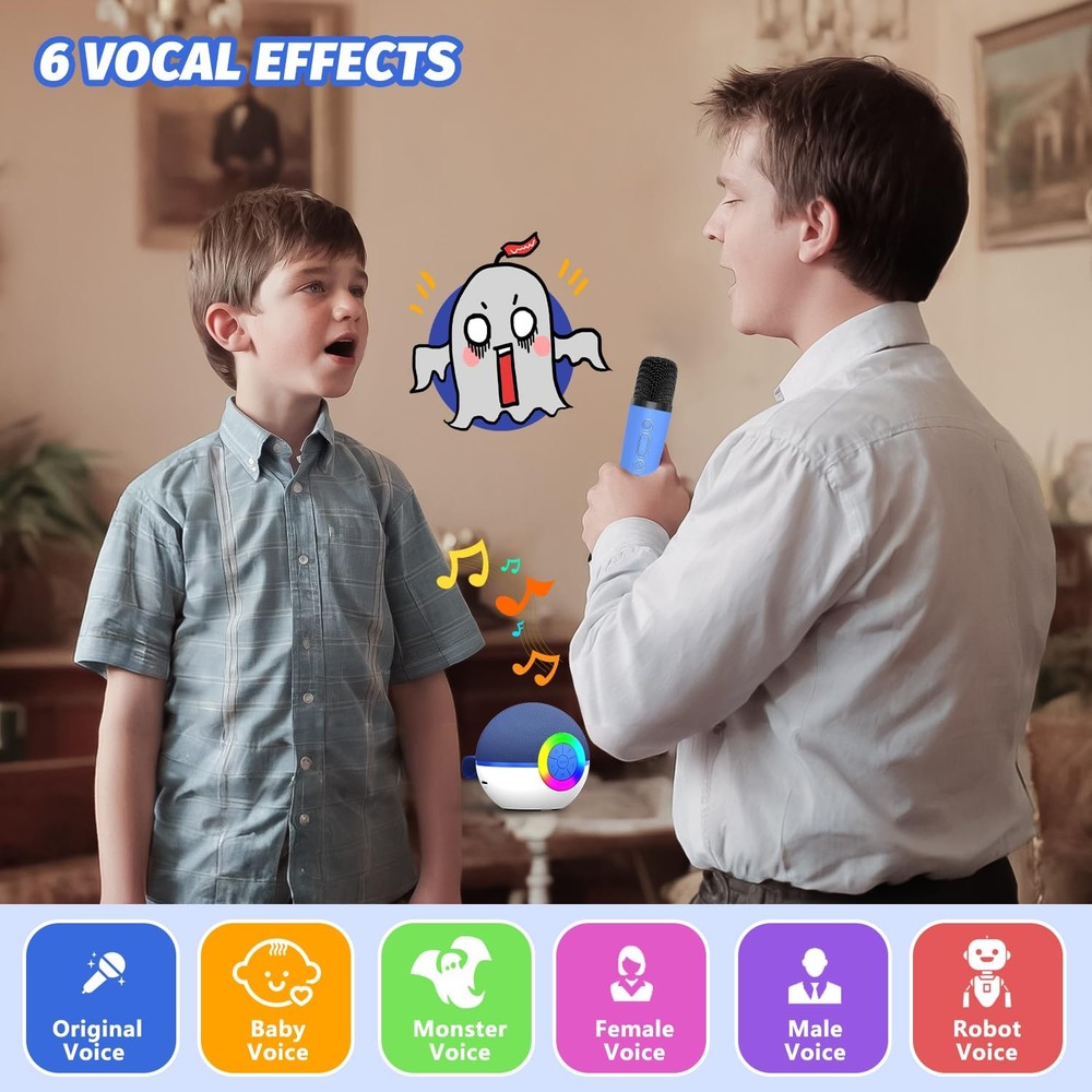 Mgaolo Mini Karaoke Machine Portable Bluetooth Speaker with 2 Wireless Microphon