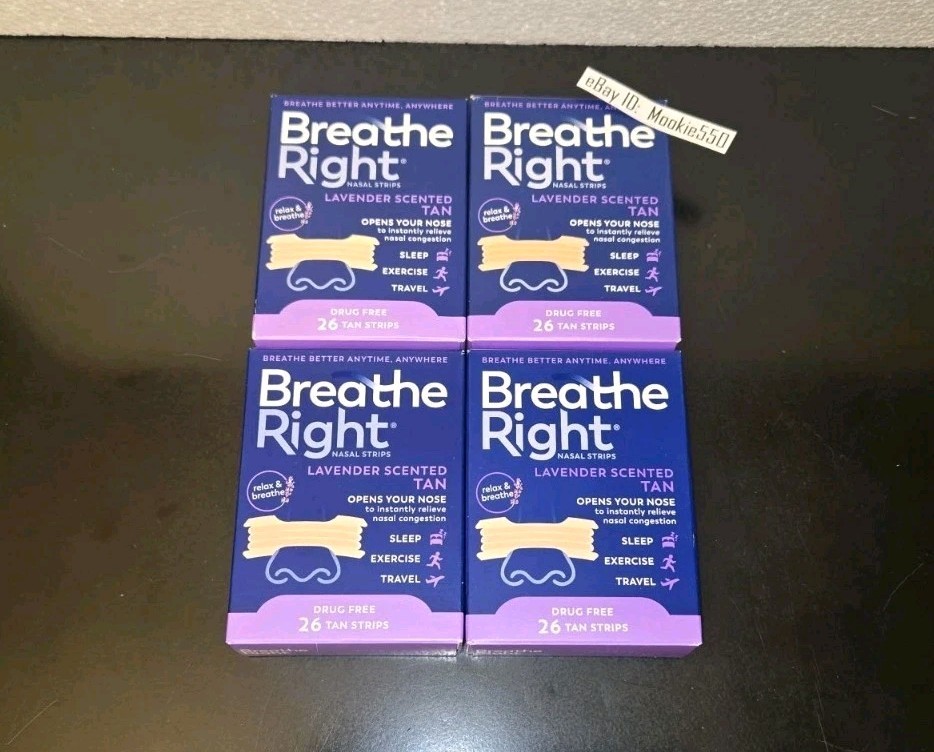 EXP 05/2030! (104ct) 4 Box 26ct Breathe Right LAVENDER Scented Nasal Strips